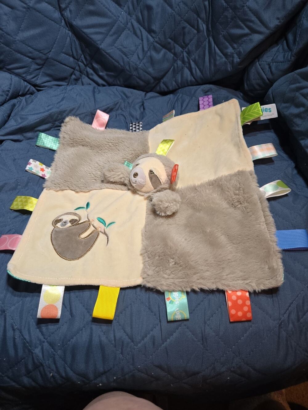 Mary Meyer Taggies Molasses Sloth Character Blanket Plush Soft Lovey Baby LN
